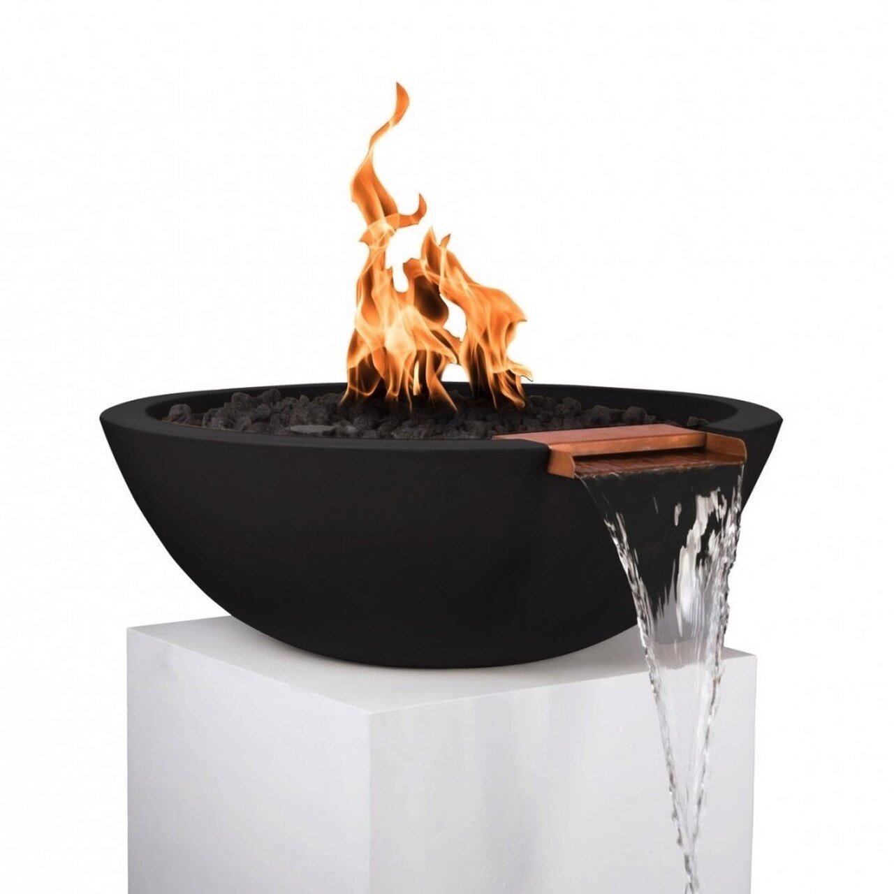 Photo of Sedona Round Fire & Water Bowl 33" w/ Coppwer Spillway - Fire Outdoor