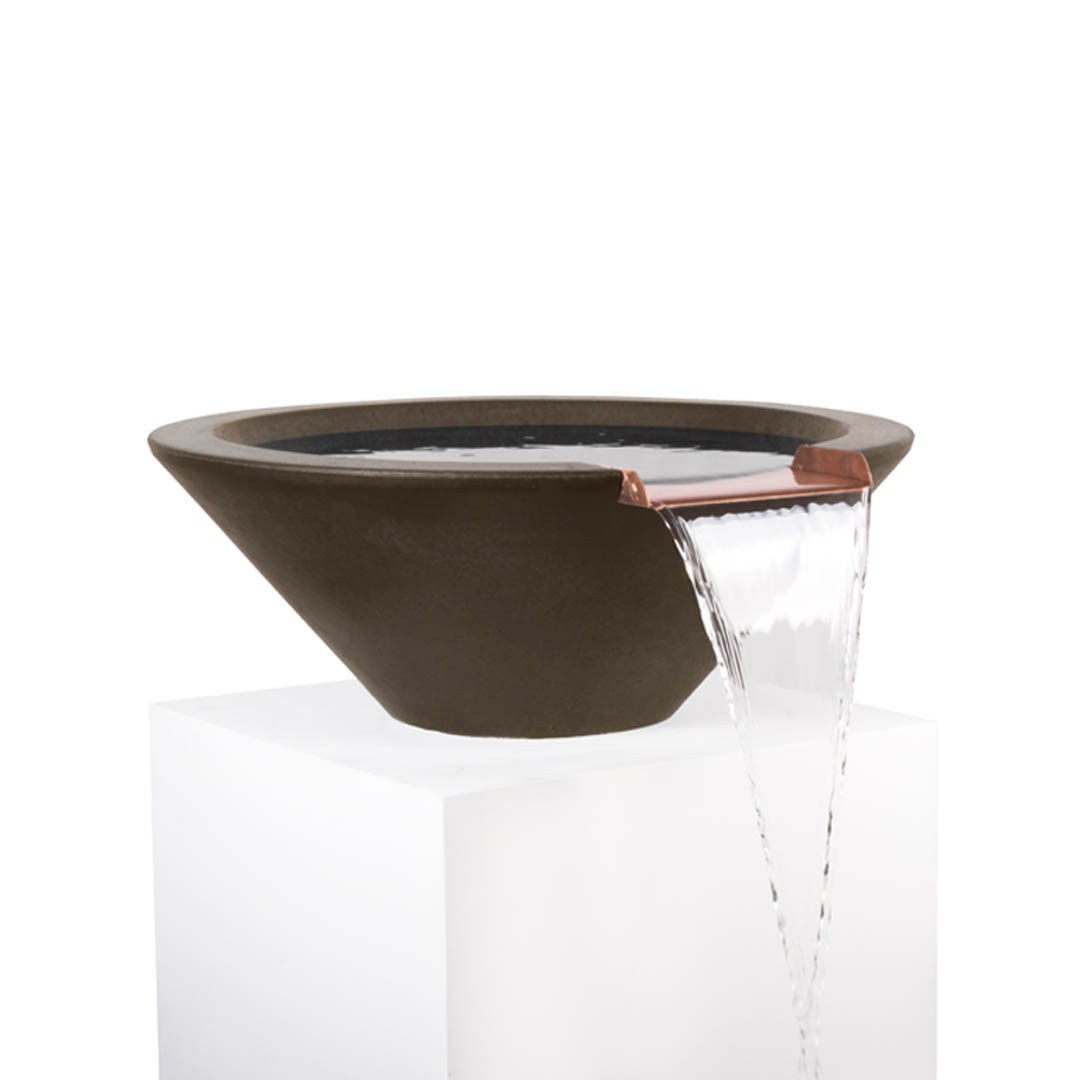 Photo of Cazo Round Water Bowl 31"x10" w/ Coppwer Spillway - Fire Outdoor