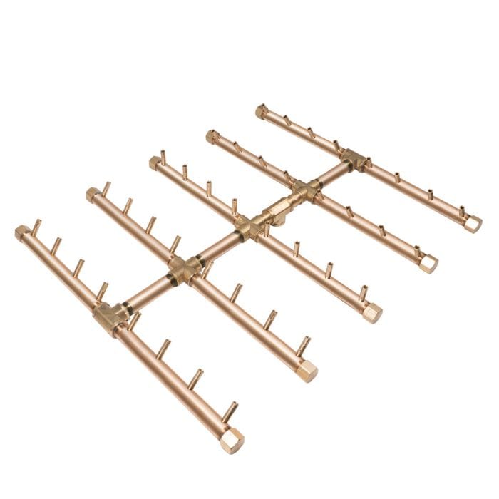 Photo of Square Tree-Style Crossfire Brass Burners - Outdoor Fire