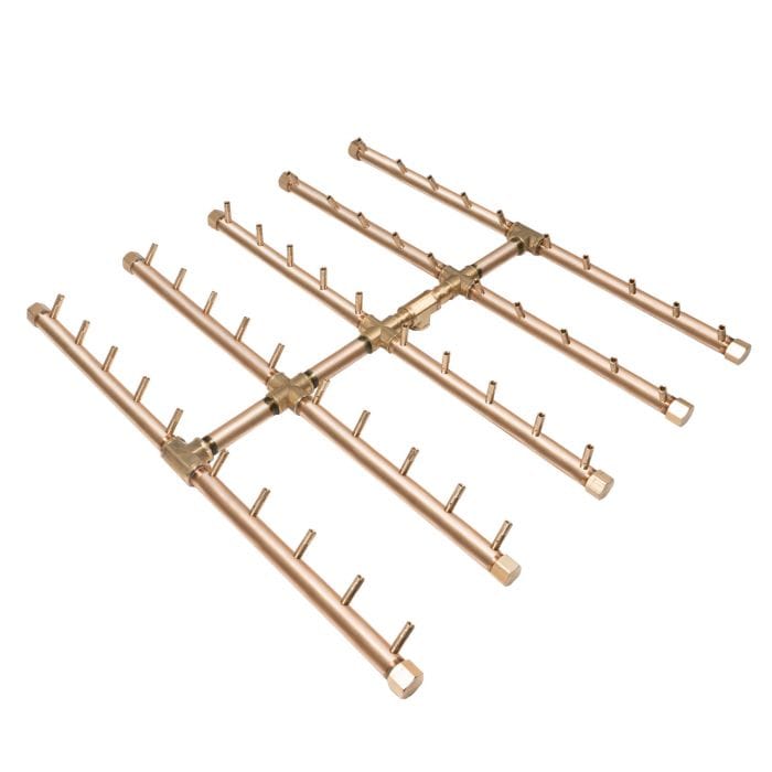 Photo of Square Tree-Style Crossfire Brass Burners - Outdoor Fire