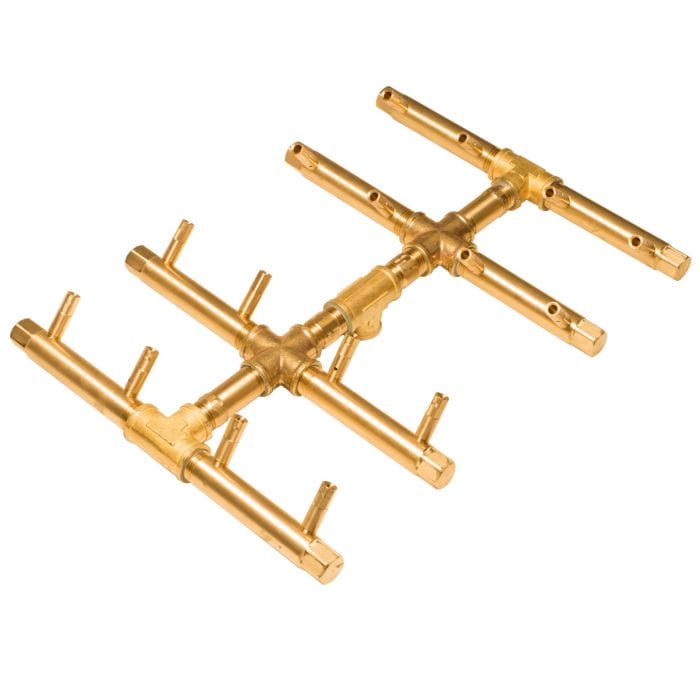 Photo of Double Tree-Style Linear Crossfire Brass Burners - Outdoor Fire