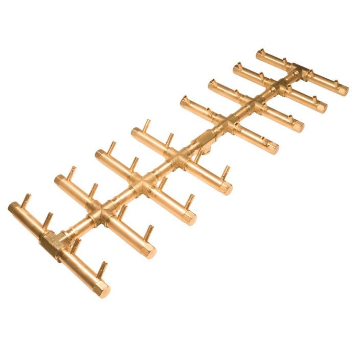 Photo of Double Tree-Style Linear Crossfire Brass Burners - Outdoor Fire