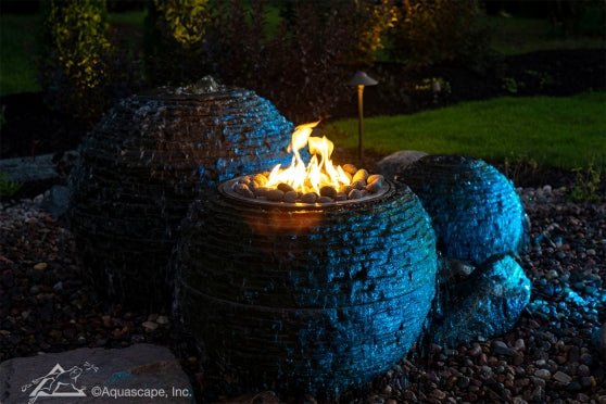 Photo of Aquascape Fire and Water Stacked Slate Sphere - Medium - Fire Outdoor