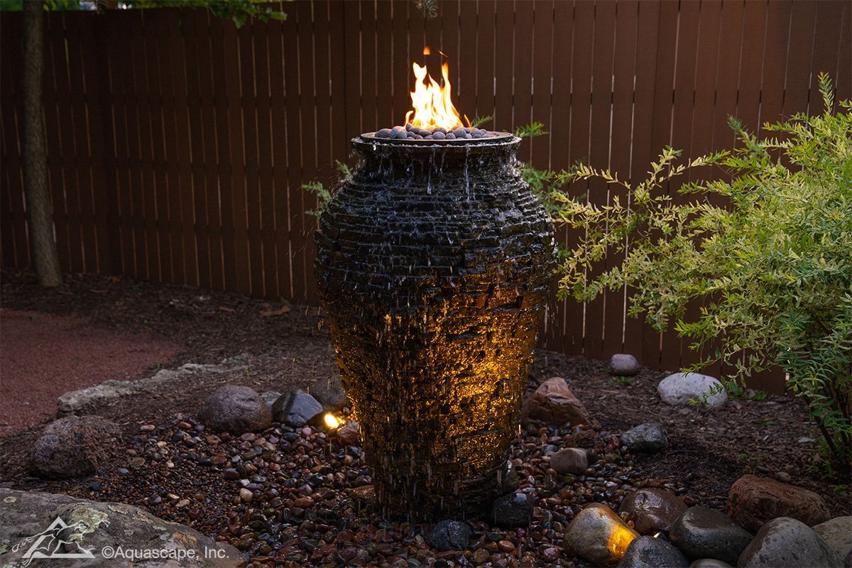 Photo of Aquascape Fire and Water Stacked Slate Urn  €“ Large - Fire Outdoor