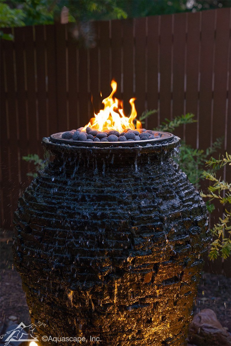 Photo of Aquascape Fire and Water Stacked Slate Urn  €“ Large - Fire Outdoor