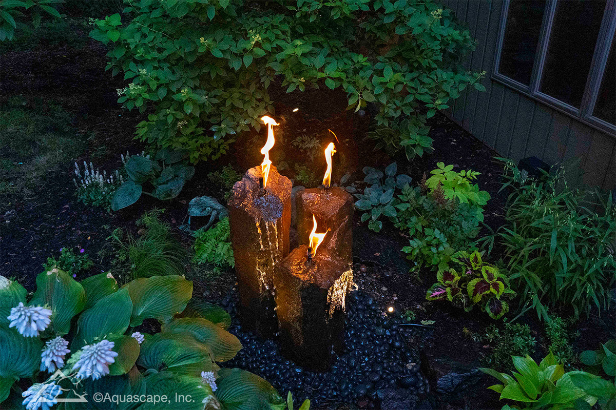 Photo of Aquascape Fire and Water 3-Piece Basalt Torch System - Fire Outdoor